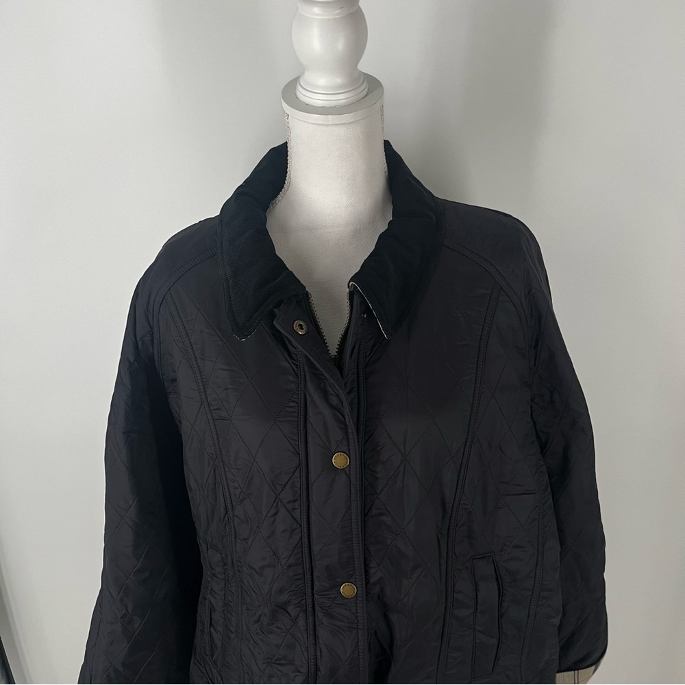 Barbour Black Beadnell Polarquilt Jacket 2X Plus Size NWT Women's Tartan Lined - Picture 3 of 13